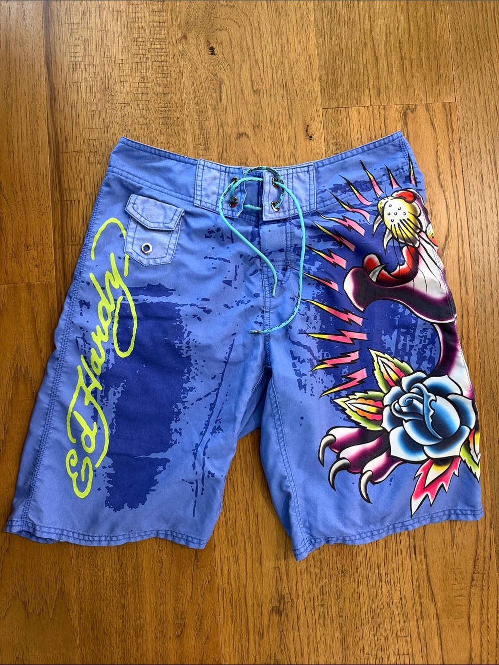 VINTAGE ED HARDY SWIM TRUNKS SIZE 32 RARE